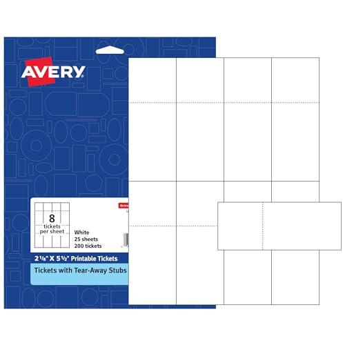 Tickets de tombola faciles à détacher avec les billets imprimables Avery