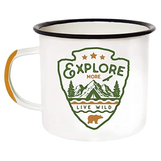 Enamel Camping Mug Travel Cup - Morning Coffee Mug, 16oz (455ml) Larger Than The Competition - Eco Friendly, Tin Cup Campfire Mug For Outdoors, Zero Plastic Wanderlust Travel Cup For The Happy Camper!