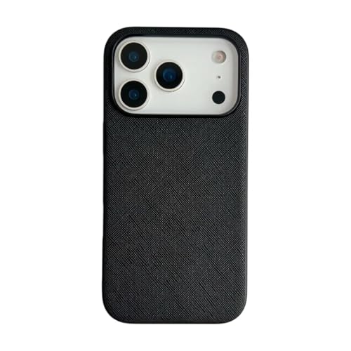 Coque iPhone 17 Pro Max silicone anti-choc et cuir motif croisé