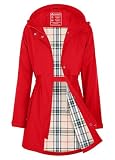 ATLASLAVA Women Rain Jacket Waterproof Raincoat with Hood Breathable Long Windbreaker Trench Coat Red M