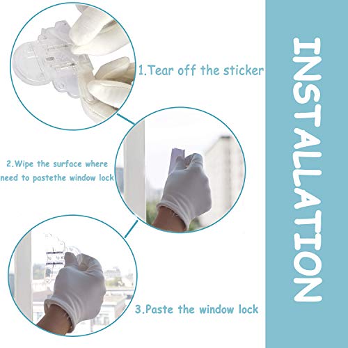 Sliding Door Locks for Child Safety, TUSUNNY Baby Proofing Window Locks, Childproof Locks for Closet, Shower,Wardrobe, Childproof Cupboard Kitchen Cabinet Glass Doors with No Screws or Drills(4Packs)