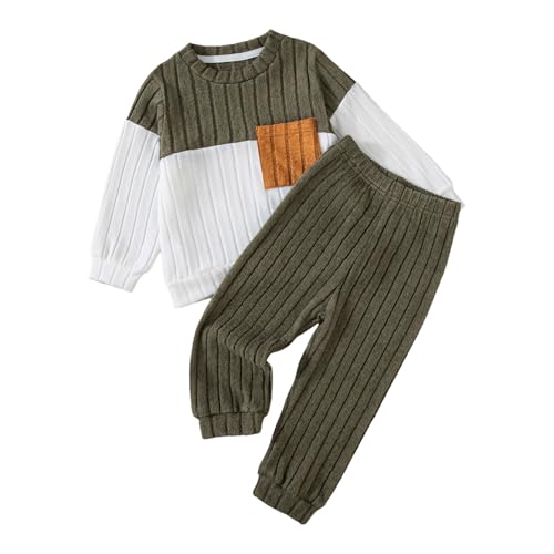 Allegorly Maschio Neonato Completi Felpa 2 Pezzi Neonato Completo Tuta Senza Cappuccio Girocollo Bambino Carino Felpa Autunno Primavera Casual Calda Unisex Set