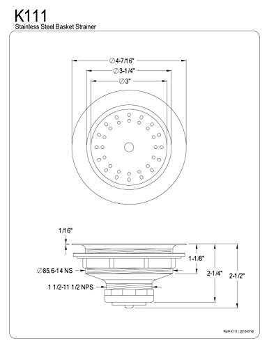 Colador para fregadero de cocina acero inoxidable diámetro 4-7/16 pulg. miniatura 2