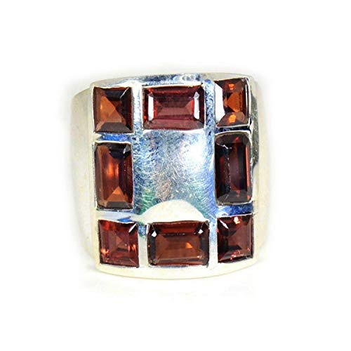 Bague baguette grenat naturel argent 925 mixte pour homme et femme
