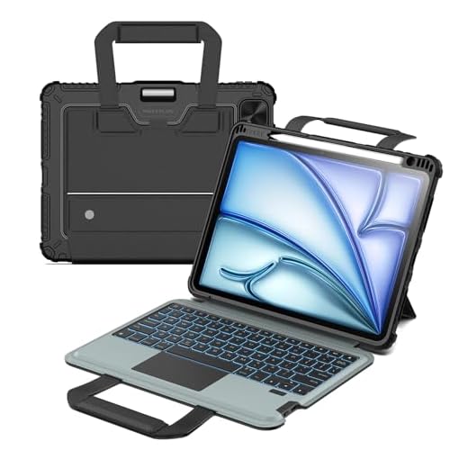 Nillkin Carry Go Keyboard Case for iPad Air 11-inch (M3/M2)& Air 5th/4th Generation with Handle, iPad Pro 11(1st/2nd/3rd/4th Gen) Rugged Case with Detachable Keyboard, Trackpad, 7-Color Backlit, Black