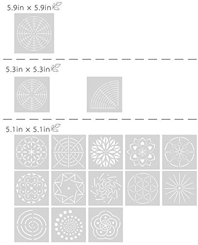 Angshop 16Pcs Mandala Art Stencils Mandala Dot Schilderen Stencils Sjablonen voor Mandala Stone Rock Schilderij Muur Art… - Image 7