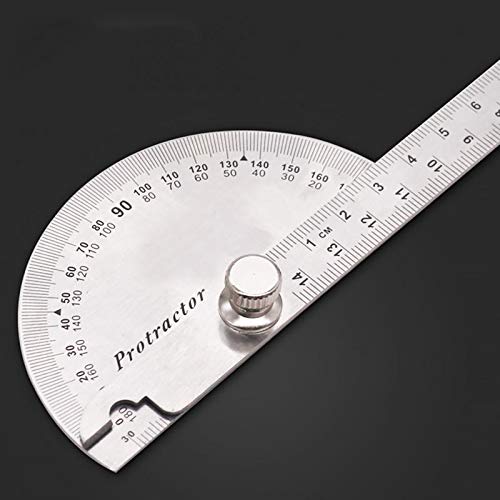 JSEIAJB 180 Degree Adjustable Protractor Multifunction Stainless Steel Roundhead Angle Ruler Mathematics Measuring Tool