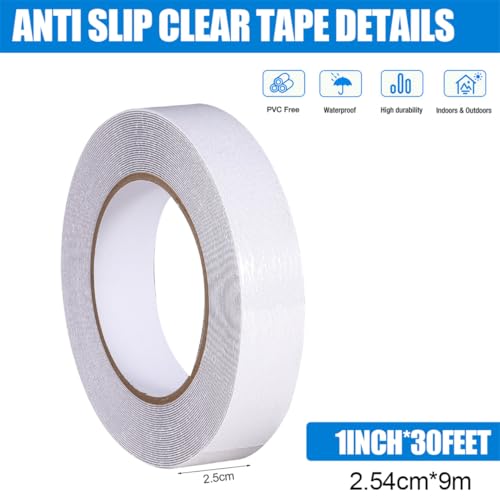 Image of Grip Tape for Stairs 1 inch X 30' Adhesive Grip Tapes High Traction Grip Tape Non Slip Stair Treads for Indoor Outdoor, Transparent