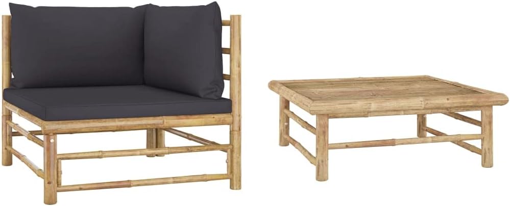 Bamboo Chair,Lounge Chair,Outdoor Chair,Outdoor Furniture Set for Patio, Deck, and Poolside,2 Piece Patio Lounge Set with Cream White Cushions Bamboo