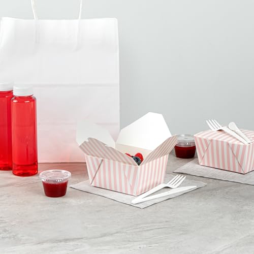 Restaurantware RWA0146PW-50 Bio Tek 5.1 X 4.1 X 2.6 Inch Food Containers, 50 Durable Takeaway Boxes - Disposable, Striped, Pink And White Paper 30 Ounce Takeout Boxes, Rectangle thumb #7