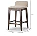 Glamour Home Set of 2 Atia Dark Brown Rubberwood Counter Stool with Low Back Fabric Seat
