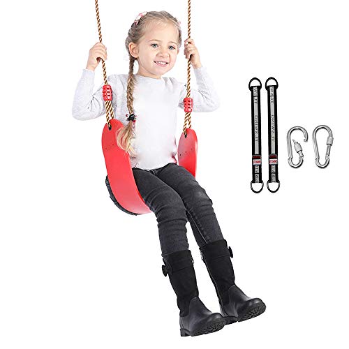 Xinlinke Children Swing Seat Set Rope Adjustable with Tree Hanging Straps Snap Hooks Kids Indoor Outdoor Backyard Playground Playset Swingset Replacement Accessories Red