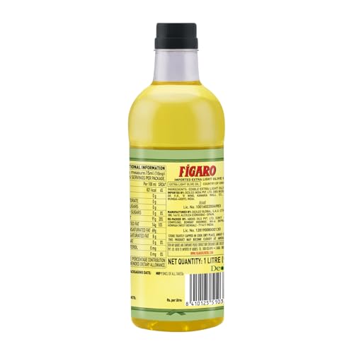 Image of Figaro Extra Light Tasting Olive Oil- Ideal for All Indian Cooking- Suitable for Deep Frying- Imported from Spain- 1L (Pack of 2)