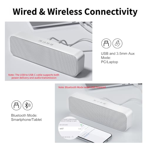 Altavoces de computadora para PC con Bluetooth 5.3 y entrada de 3.5 mm 4