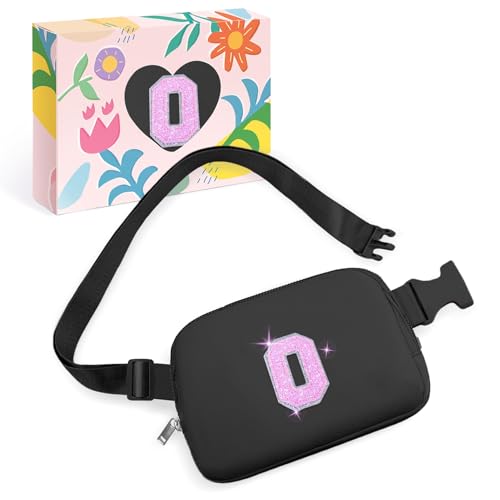 Image of COSHAYSOO Initial Letter Fanny Pack for Girls Personalized Valentines Birthday Gifts for 6 7 8 9 10 11 12 Year Old Teen Girl Tweens Preteens, Fashion Belt Bag Crossbody Purse Black O