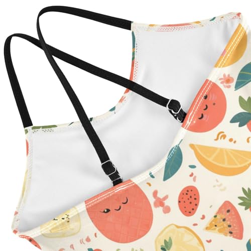 KLL Colourful Tropical Fruits Girls' 1-Piece Swim Suit Beach Swimwear with Adjustable Straps Cute4