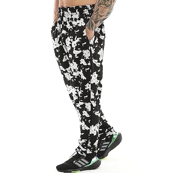 BGSM Extreme Sportswear 1374-PNT Men's Jogging Bottoms Training Trousers Bodybuilding Black White Camouflage
