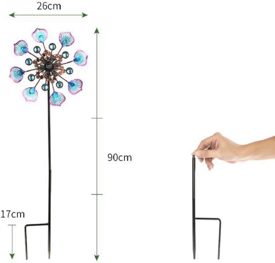 Wind Spinner Yard Art Peacock Tail Pinwheels Garden Party Pinwheel Windmill 3D Stainless Steel Metal Sculptures Kinetic Hanging Whirligigs Decorations Sun Catcher (B)