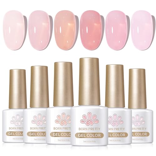 Born Pretty Jelly Pink Gel Nail Polish Nude Pink Sheer Translucent Valentine's Day Gel Polish Milky