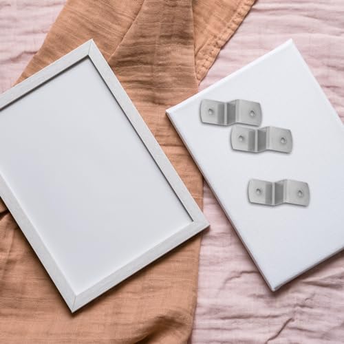 Image of Angoily Z Shape Photo Frame Fasteners 100Pcs Heavy Duty Iron Canvas Clips with Screws for Tabletop Frame Connection 1.18X0.51X0.43 Inch Picture Framing Supplies
