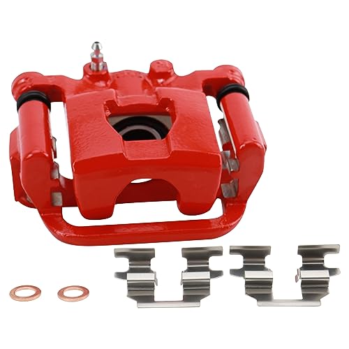 Image of TRQ Rear Right Brake Caliper w /Bracket Performance Red Passenger Side | For 2007-2012 Nissan Altima 2007-2008 Maxima