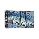  Encadré-Nicholas Roerich Célèbre Peinture à l\'huile-Reproductions Giclée Impression sur Toile-Tableaux Beaux Arts Affiche-Image sur Toile-Décoration Murale(Serge) 25x40cm(10x16in)Encadré