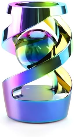 Kinetic Spinning Desk Toy, Kinetic Desk Toy Ball, Metal Desk Fidget for Office for Adults (Rainbow)