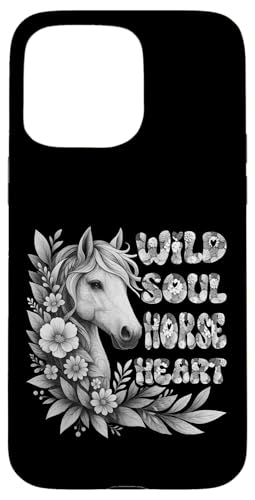 Wild Soul Horse Heart Floral Vintage Horse Art �����p �X�}�z�P�[�X iPhone 15 Pro Max �p
