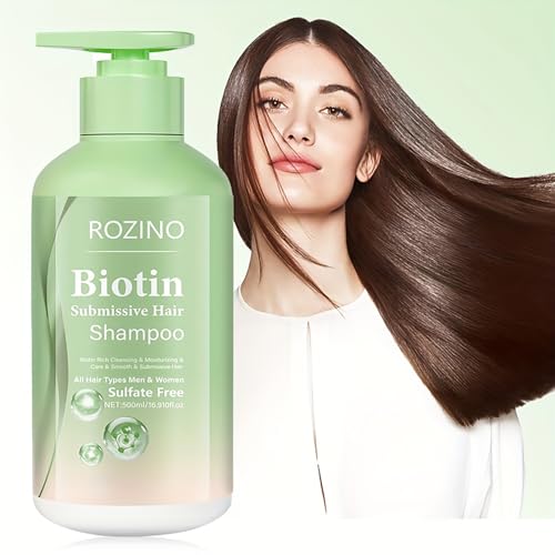 500 ml Biotina Submissive Hair Shampoo para cabello roto – Cuidado del Cabello Champú hidratante con biotina, té verde, aceite de ricino negro jamaicano para hombre y mujer