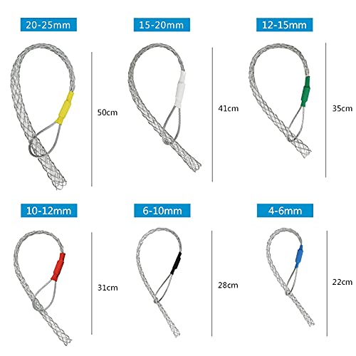 Vgongtech Cable Pulling Grip Sock Kit Galvanizing Steel Antislip Pipe Cable Wire Pulling Grips Lassos Set Flexible Eye Mesh Rope Set #TOP1