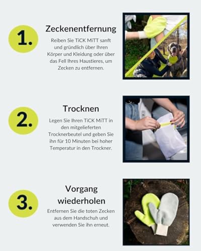TiCK MiTT by TSG TickMitt Zecken-Handschuh (Müheloser Zecken Entferner für Mensch & Tier, Perfekt zum Zecken Entfernen ohne Chemie, Alternative zur Zeckenzange & Zeckenhalsband für Hunde)