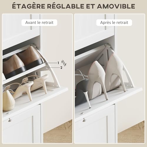 Meuble à chaussures étroit 23,5 cm 3 tiroirs HOMCOM