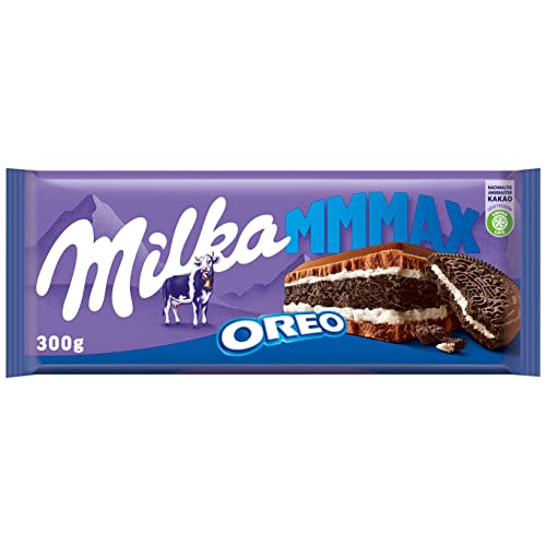 Milka Mmmax Oreo – Alpenmilch-Schokolade mit knusprigem Oreo-Keks und Milchcrème – 300g 1