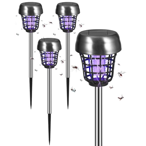 Bug Zapper, Mosquito Killer for Bug Fly Gnat Small Flying Insect, Solar Gnat Zapper Bug Lights for Outside, Mosquito Repellent for Home Yard Garden Patio(4 Pack)