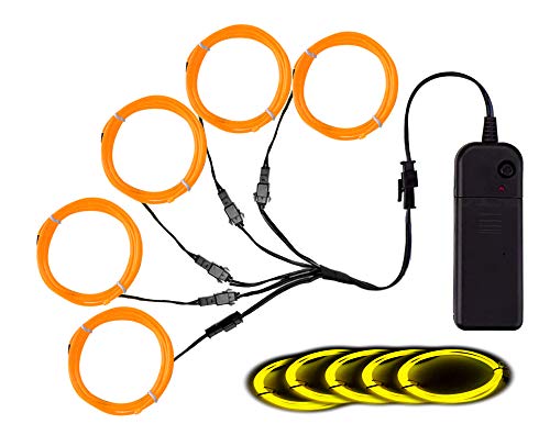 Image of MaxLax EL Wire Yellow, Noise Reduction Neon Wire Light 5 in 1 Meter, Electroluminescent Wire for Halloween Decoration, Christmas Party, DIY Decoration