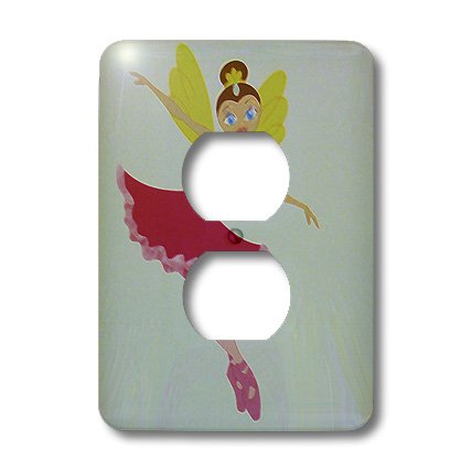 Prise de courant fée ballerine jaune rose déco interrupteur mural lot de 2
