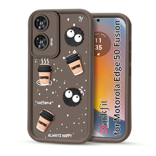 Image of Back Case Cover Compatible with Motorola Edge 50 Fusion | Cute Fun Cartoon Ball 3D Coffee Silicone Case | Body Protection | Camera Protection | Shock Proof | Color Brown | Pack of 1