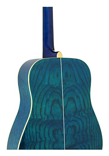 Dean AX DQA TBL Dread Quilt Ash Acoustic Guitar, Trans Blue