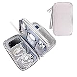 DDgro Travel Organizer Electronics Accessories Carrying Bag Tech Case Pouch for Keeping Cellphone SD Cards Cords Charger Power Bank Cables Mouse Earphone Pens (Medium, Light Grey)