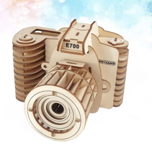 Rompecabezas 3D de madera tallada con diseño detallado de cámara retro 7