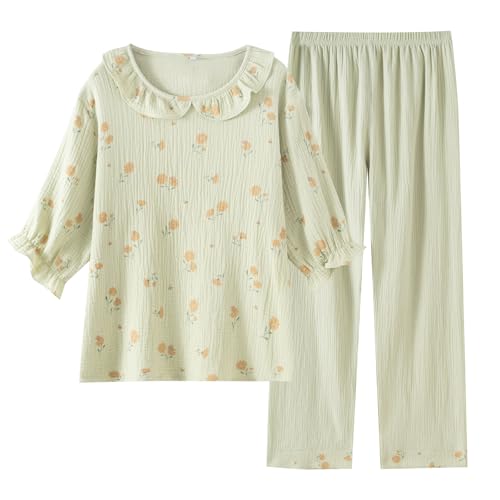 Pyjama femme gaze de coton vêtement nuit imprimé japonais