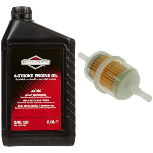Briggs & Stratton 100008E Huile Moteur SAE 30, 2.0 litre & Greenstar 6046 Filtre essence