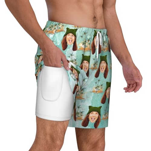 Custom Men Swim Trunks with Logo Photo Personalized Beach Shorts Swim Trunks with Faces on Them Custom for Present Vacation3