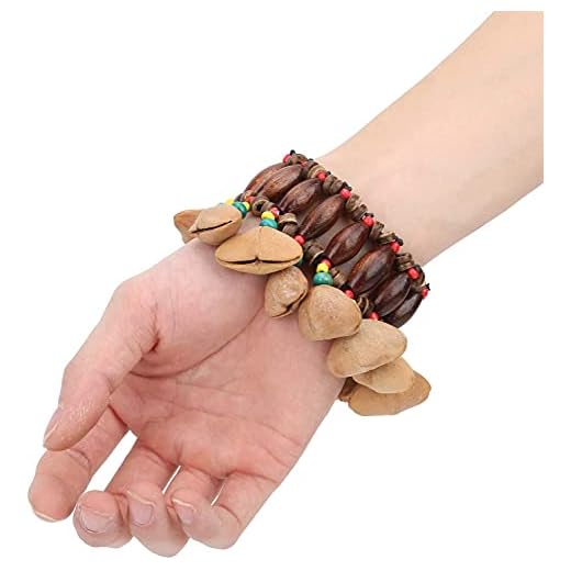 Alnicov Estilo tribal africano, pulsera de cáscaras de nuez, sonaja para yembé, tambor africano, conga, accesorios de percusión