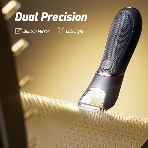 Body Hair Trimmer for Men: Pubic Hair Trimmer with Mirror & LED Light - Electric Ball Shavers with Ceramic Blades & Travel Lock - Body Groomer IPX7 Wet or Dry Use for Groin/Legs Body Hair Trimmer for Men: Pubic Hair Trimmer with Mirror & LED Light - Electric Ball Shavers with Ceramic Blades & Travel Lock - Body Groomer IPX7 Wet or Dry Use for Groin/Legs - Image 3