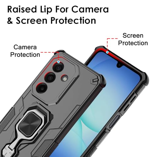 Image of TheGiftKart Tough Armor Bumper Back Case Cover for Samsung Galaxy M17 5G / A17 5G / F17 5G | Ring Holder & Kickstand in-Built | 360 Degree Protection Back Case Cover (PC & TPU, Black)