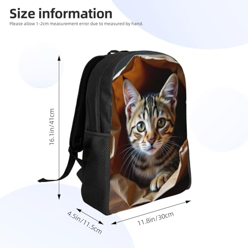 Comfort Fit Unisex Tabby Cat in Brown Paper Bag Backpack Durable for Daily Commute & Travel Adventures 16 Inch4