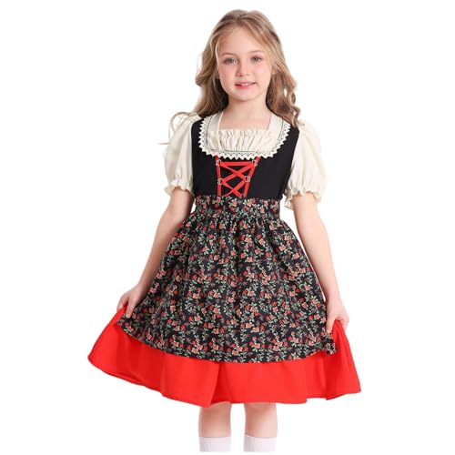 Robe de costume midi de qualité supérieure, style dirndl pour fille avec finitions