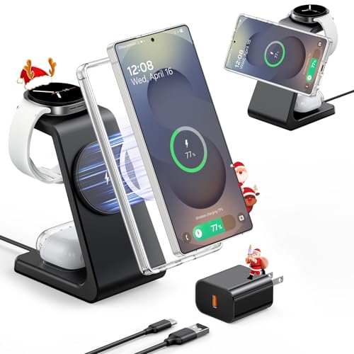 Magnetic Wireless Charger for Samsung, 3 in 1 Mag-Safe Charging Station for Galaxy Watch...