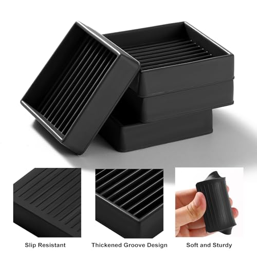 VooGenzek 4 PCS 2/5.1cm Square Non Slip Furniture Pads, Bed Stoppers Rubber Furniture Feet, Furniture Coasters for Hardwood Floors, for Bed Cabinet Sofa Chair Table Piano, Black - Image 3